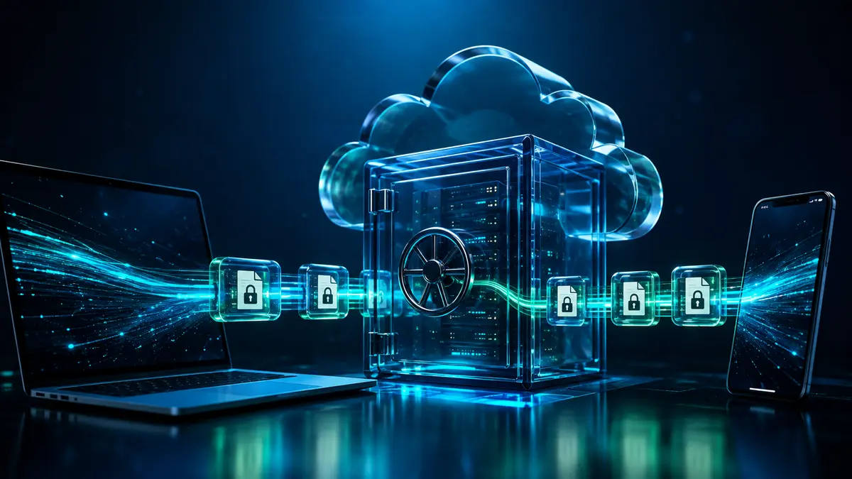 Fichiers chiffrés de bout en bout entre un ordinateur, un serveur cloud et un smartphone