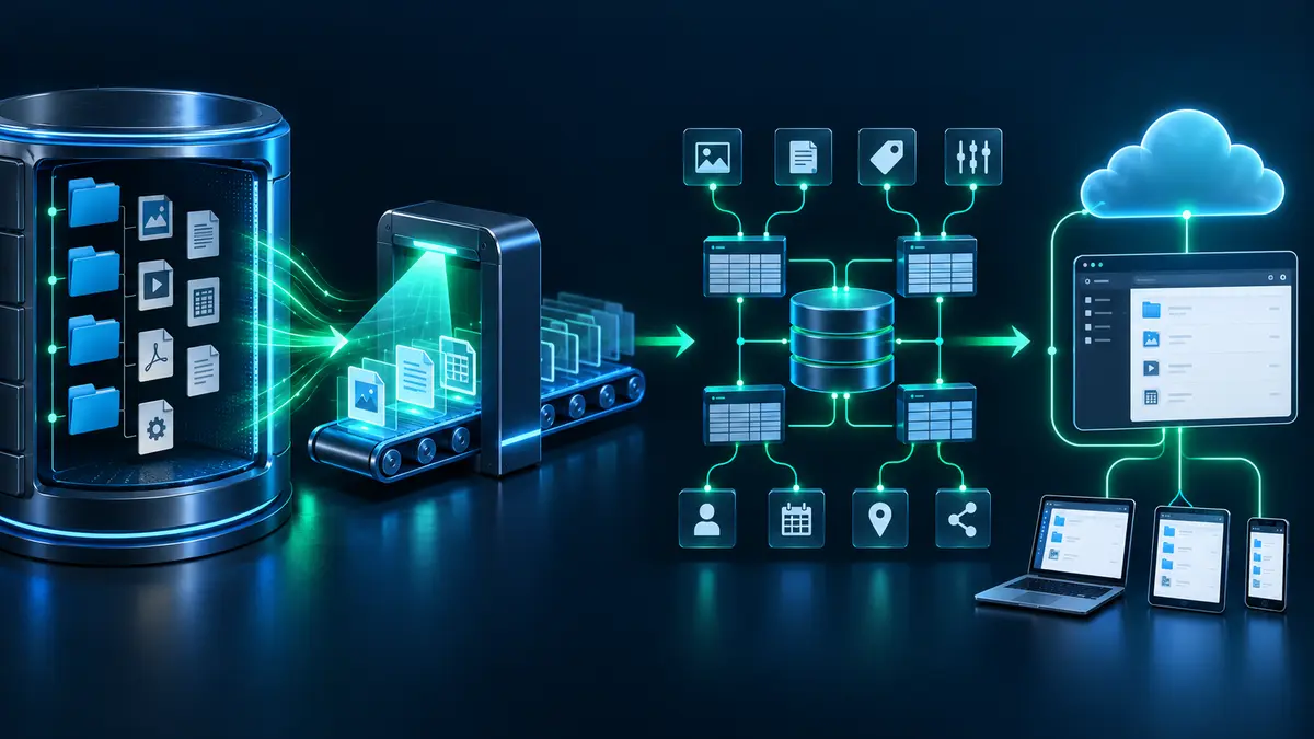 Flux entre stockage, analyse occ, cache de fichiers et interface Nextcloud