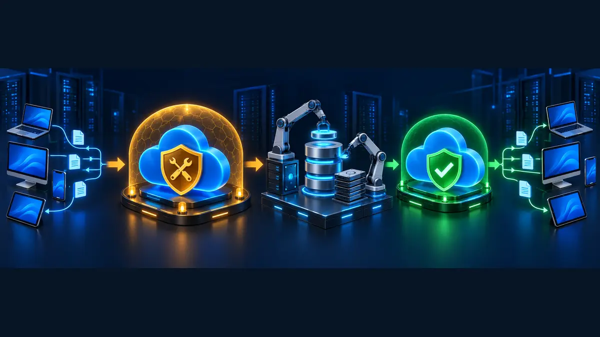Étapes du mode maintenance Nextcloud entre blocage des accès, intervention technique, contrôle puis réouverture